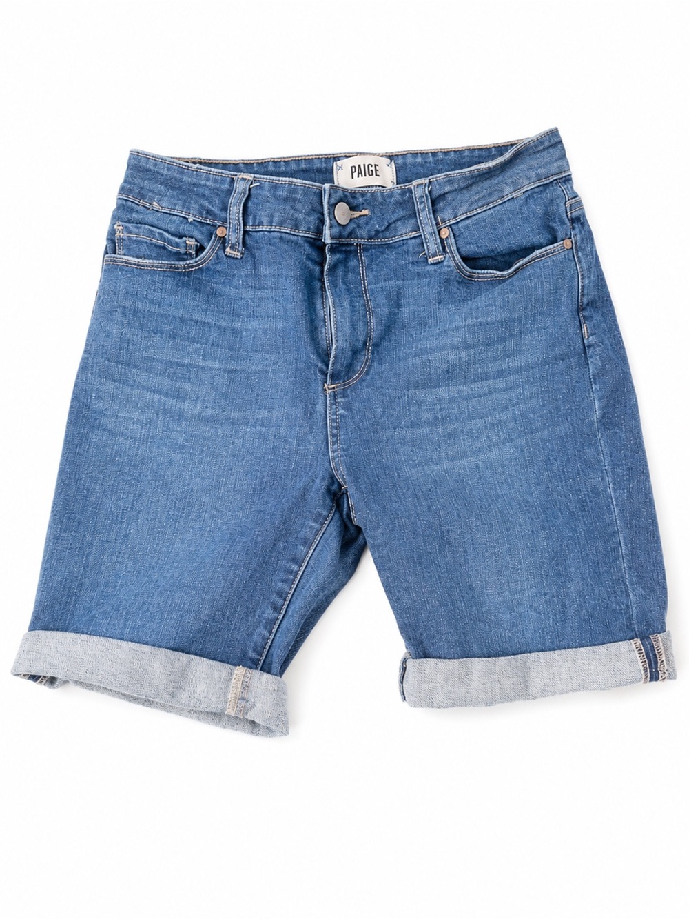 PAIGE Denim Shorts Women’s Size 29 Dark Wash Rolled Hem Mid Rise Shorts